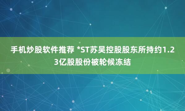 手机炒股软件推荐 *ST苏吴控股股东所持约1.23亿股股份被轮候冻结
